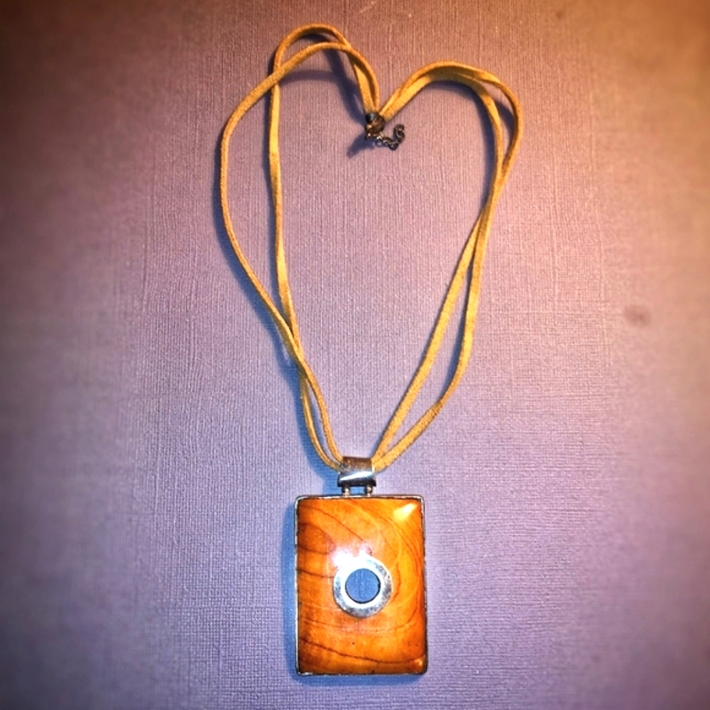 Wood and sterling silver statement necklace 🧱🔥